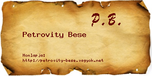 Petrovity Bese névjegykártya